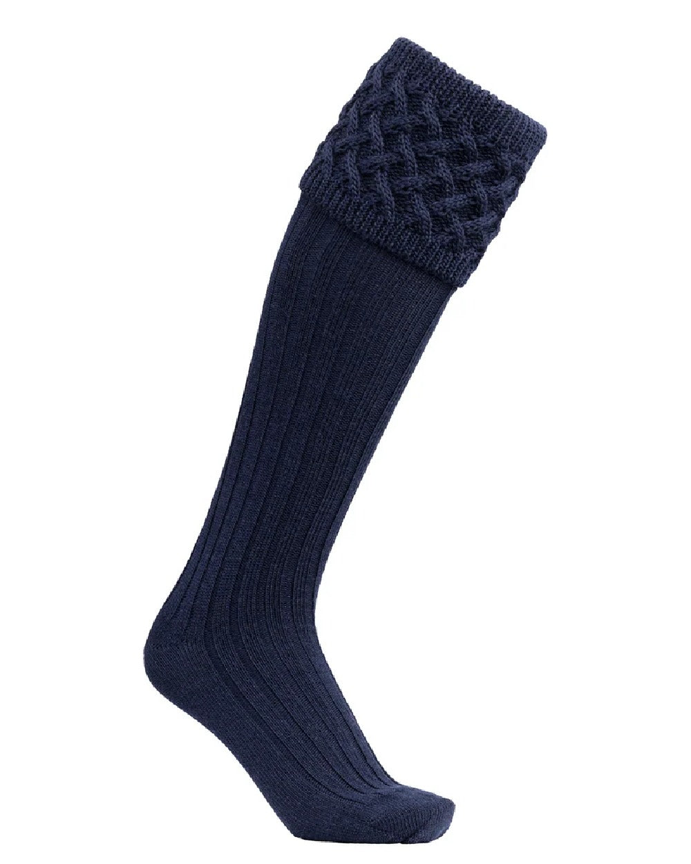 French Blue Coloured Laksen Windsor Shooting Socks on White Background 