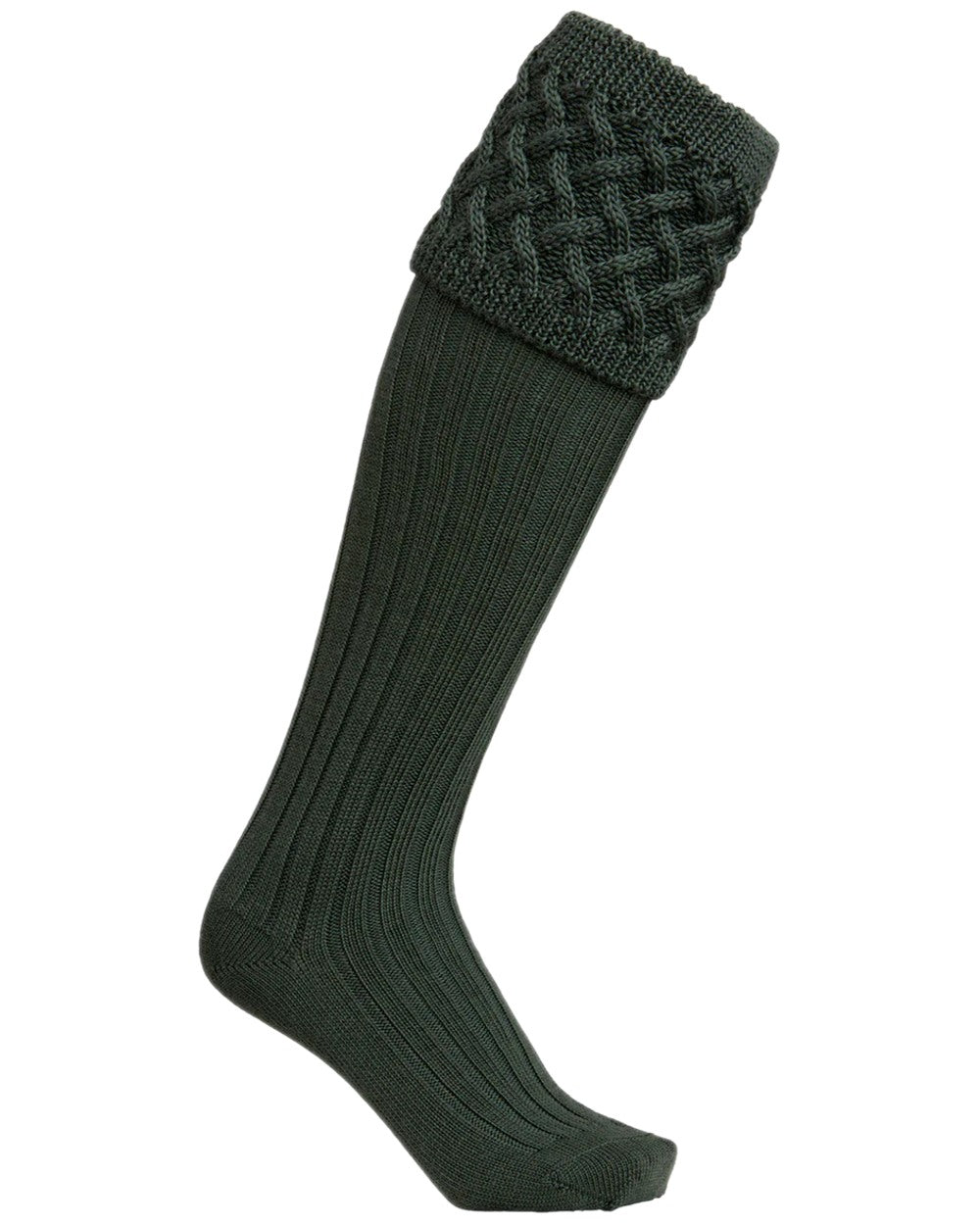 Forest Coloured Laksen Windsor Shooting Stockings on white background 
