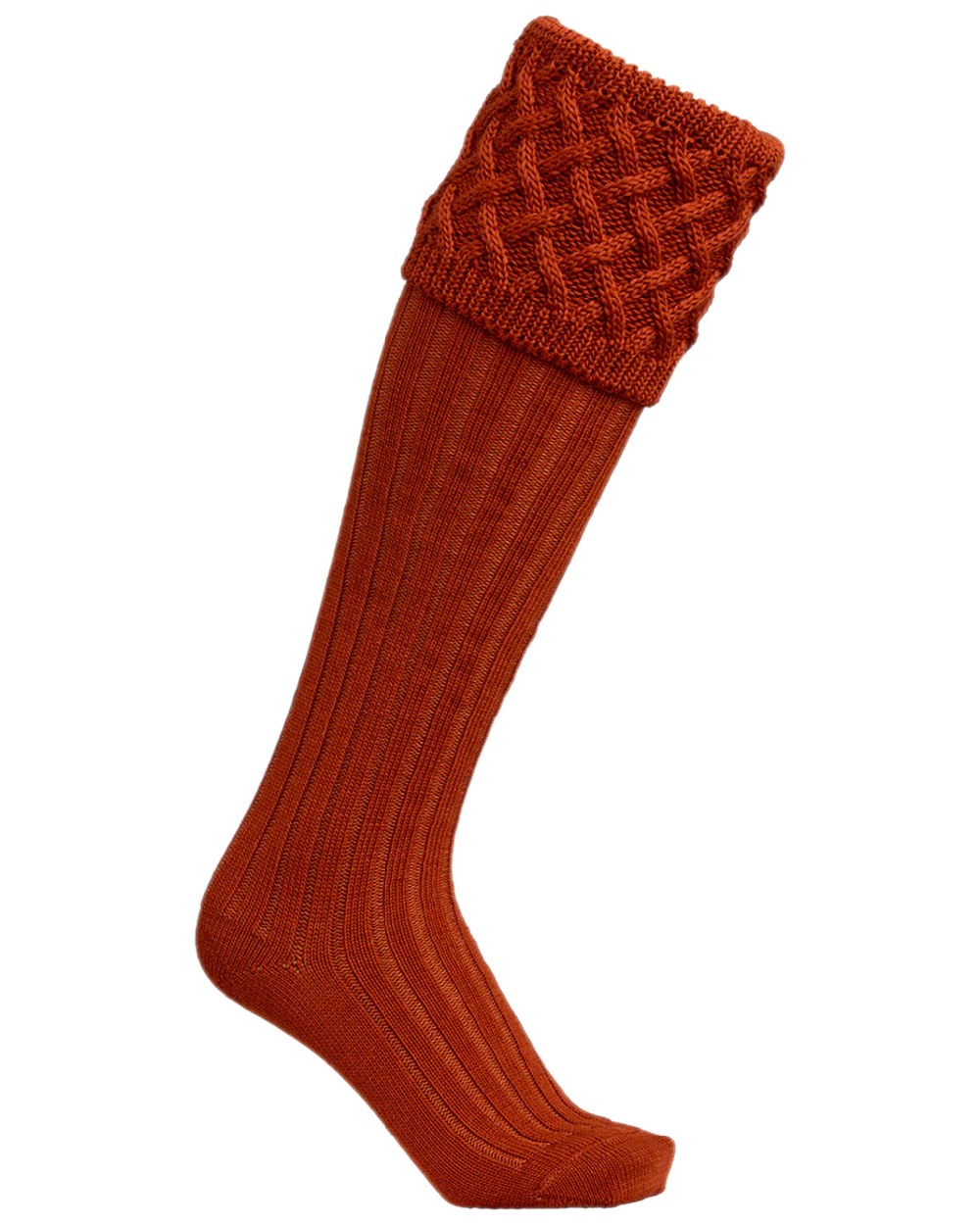 Terra Coloured Laksen Windsor Shooting Stockings on white background 