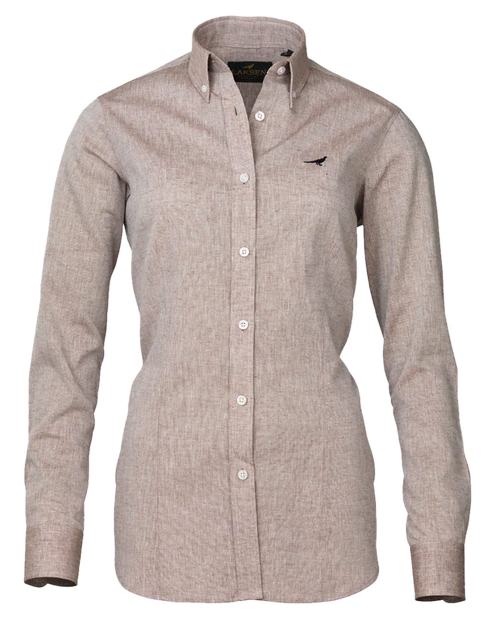 Camel Coloured Laksen Womens Bath Linen Shirt on white background 