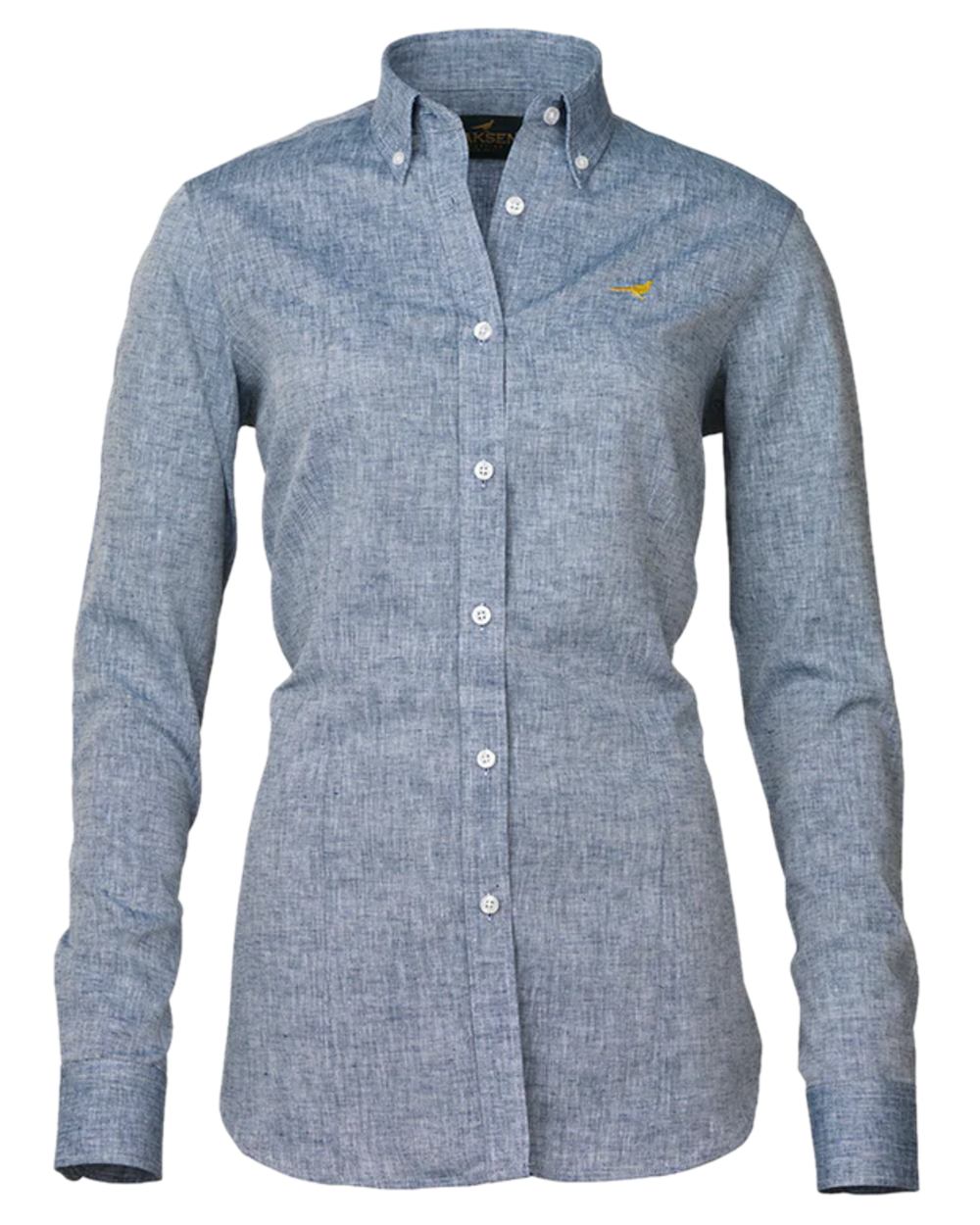 Midnight Blue Coloured Laksen Womens Bath Linen Shirt on white background 