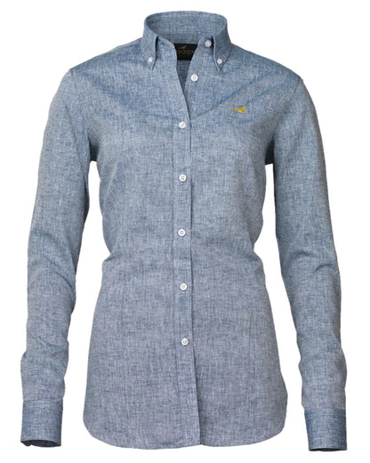 Midnight Blue Coloured Laksen Womens Bath Linen Shirt on white background 
