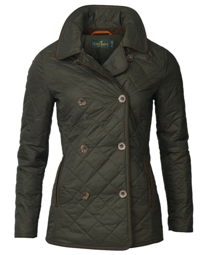 Olive Coloured Laksen Womens Bath Quilted Jacket on white background 