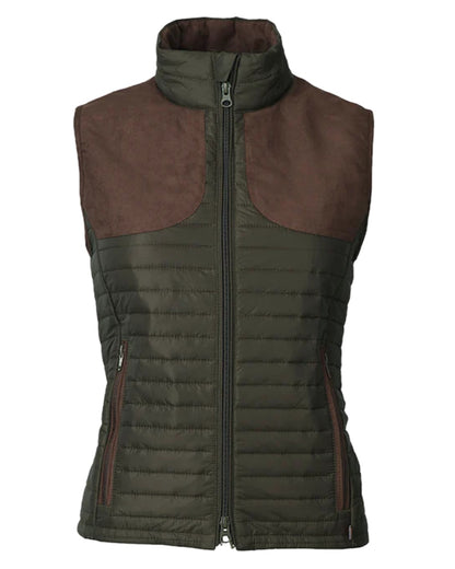Olive Coloured Laksen Womens Bristol Quilted Vest on white background 