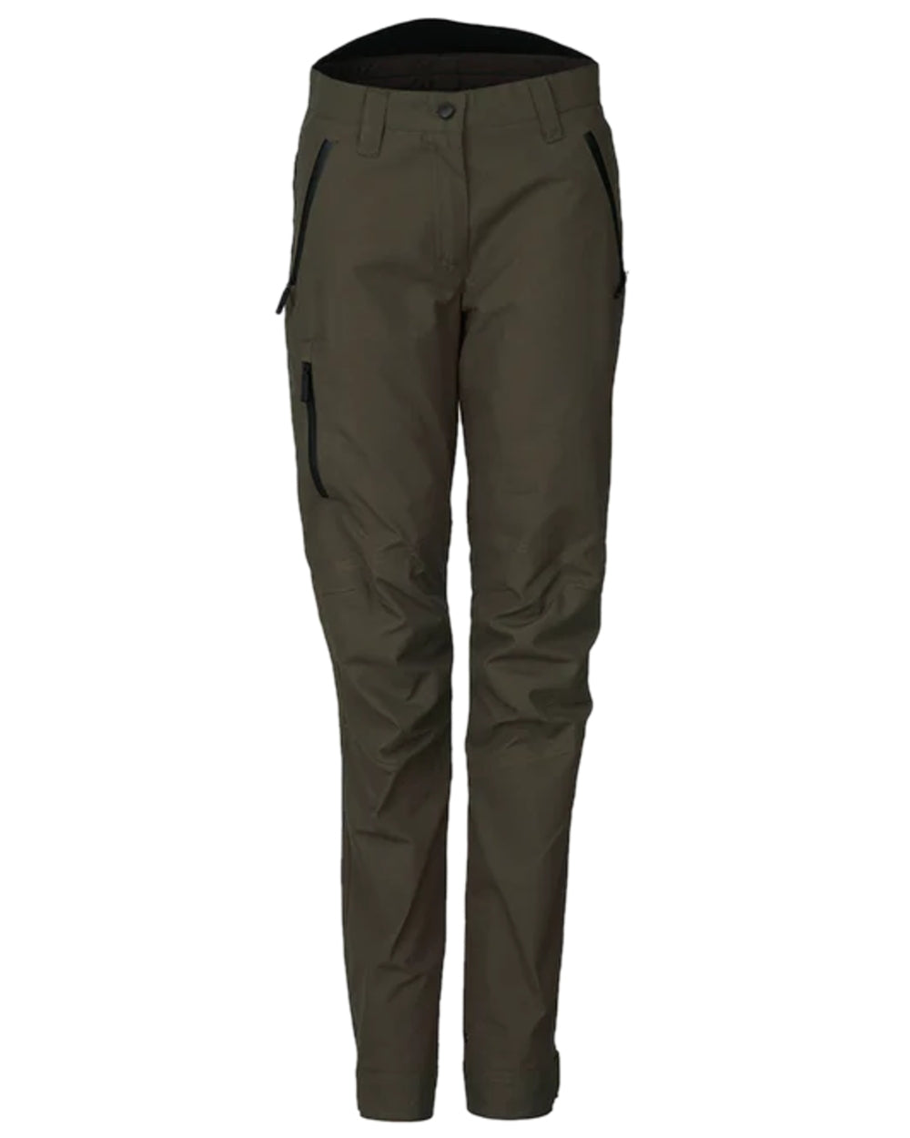 Olive Coloured Laksen Womens Dynamic Eco Hunting Trousers on white background 