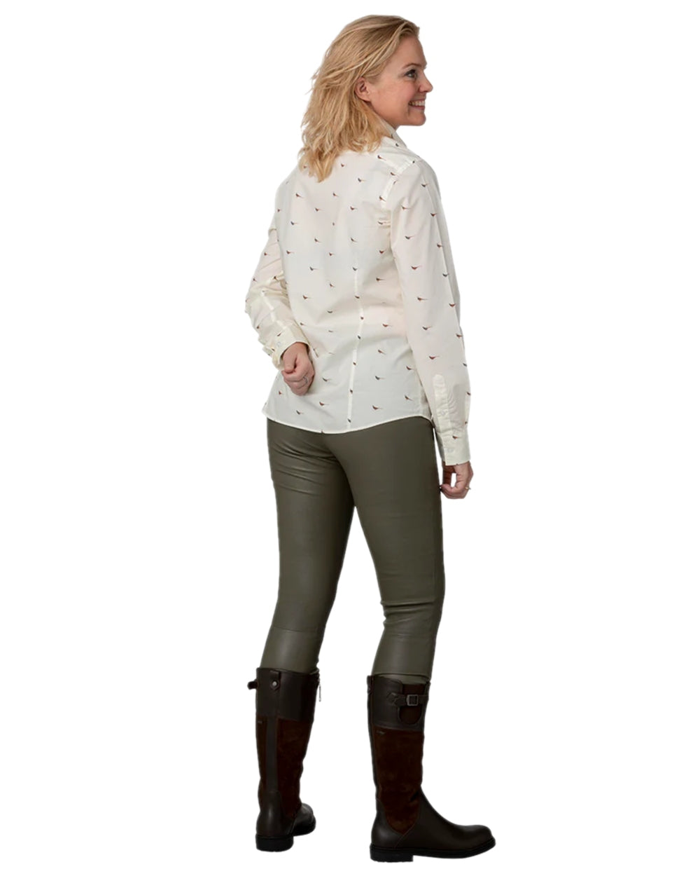 English Moss Coloured Laksen Womens Elysèe Leather Leggings on white background 
