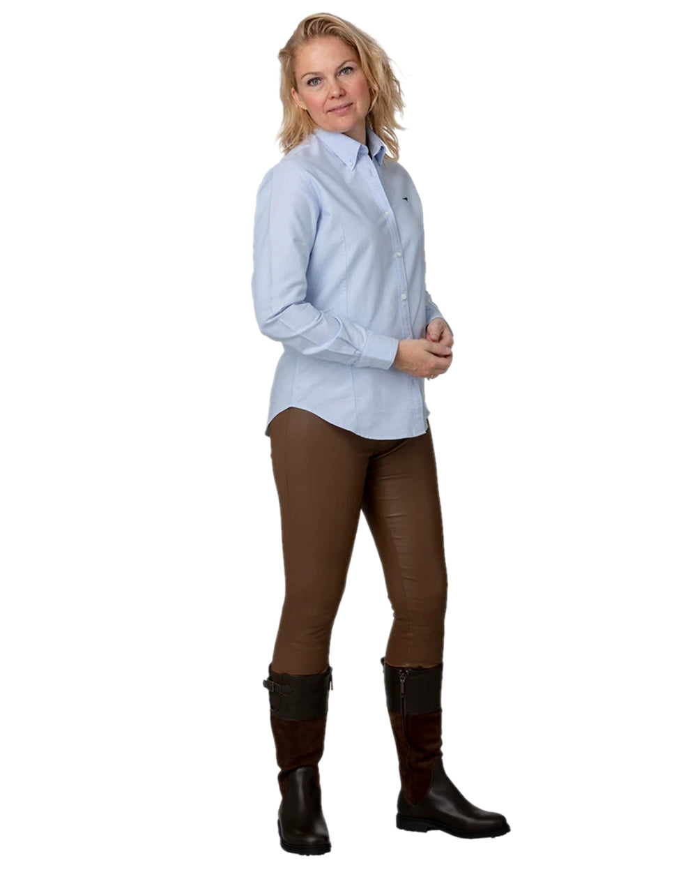 Savanna Brown Coloured Laksen Womens Elysèe Leather Leggings on white background 