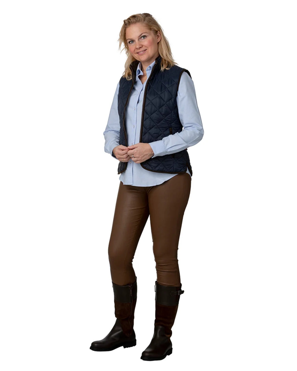 Savanna Brown Coloured Laksen Womens Elysèe Leather Leggings on white background 
