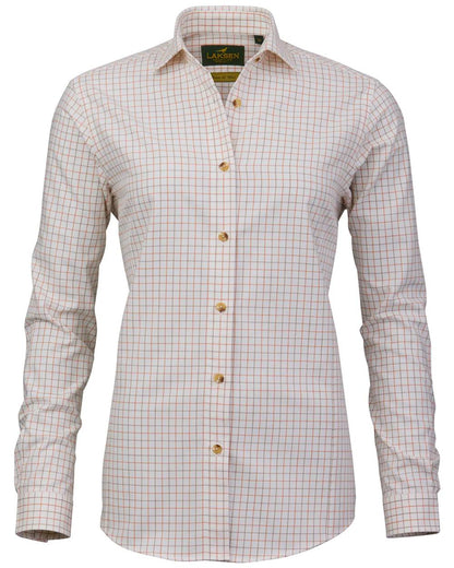 Burnt Orange Rum Coloured Laksen Womens Haley Cotton Wool Shirt on white background 