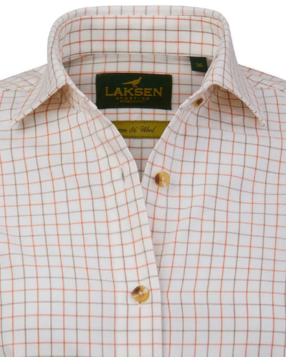 Burnt Orange Rum Coloured Laksen Womens Haley Cotton Wool Shirt on white background 