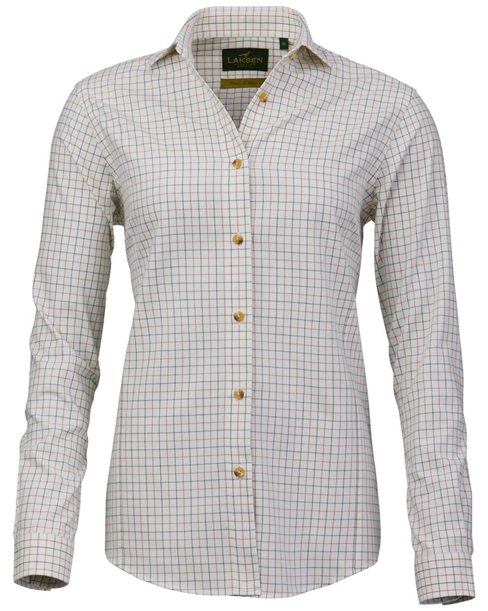 Olive Rum Coloured Laksen Womens Iris Cotton Wool Shirt on white background 