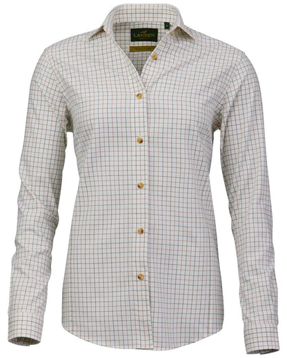 Olive Rum Coloured Laksen Womens Iris Cotton Wool Shirt on white background 