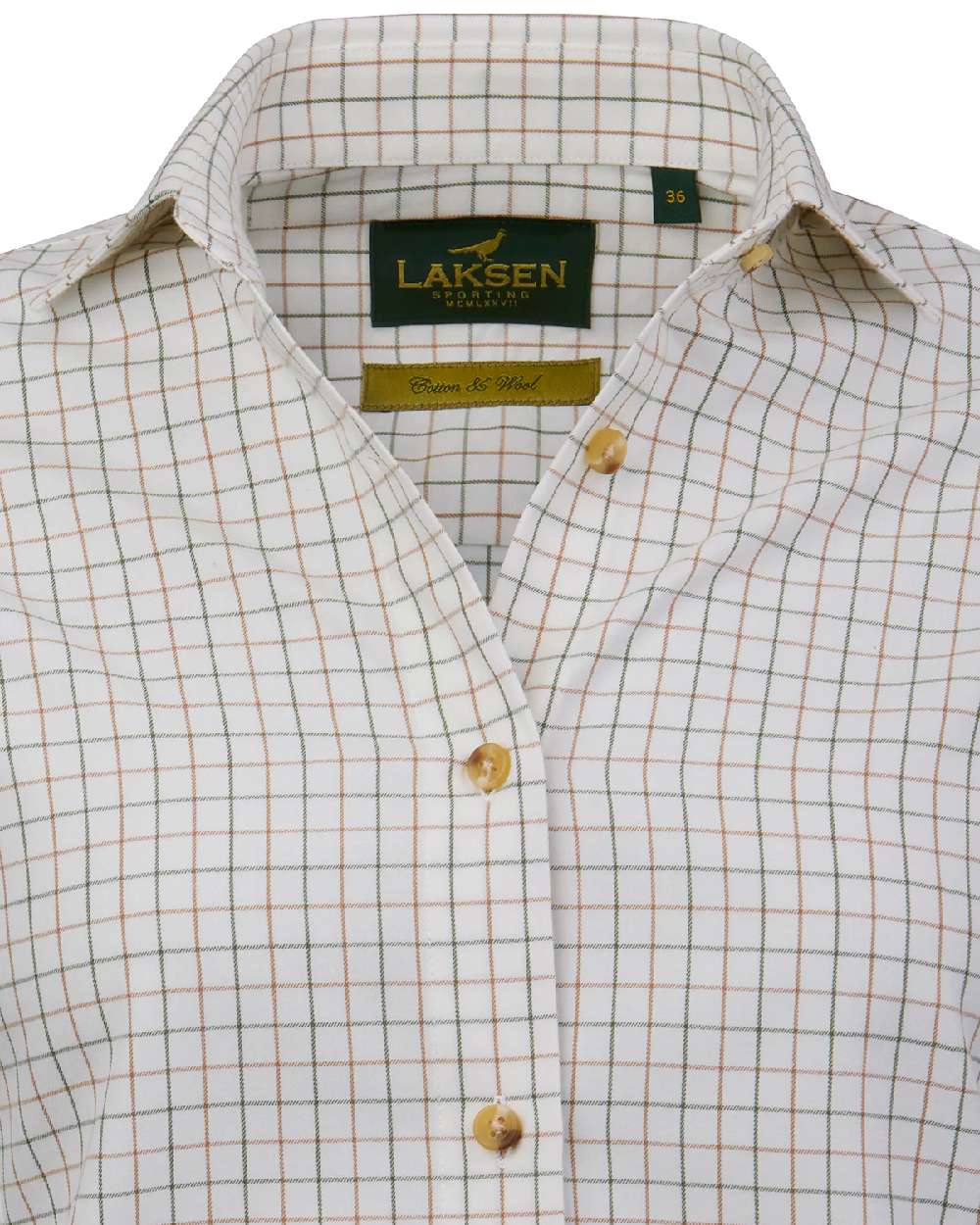 Olive Rum Coloured Laksen Womens Iris Cotton Wool Shirt on white background 