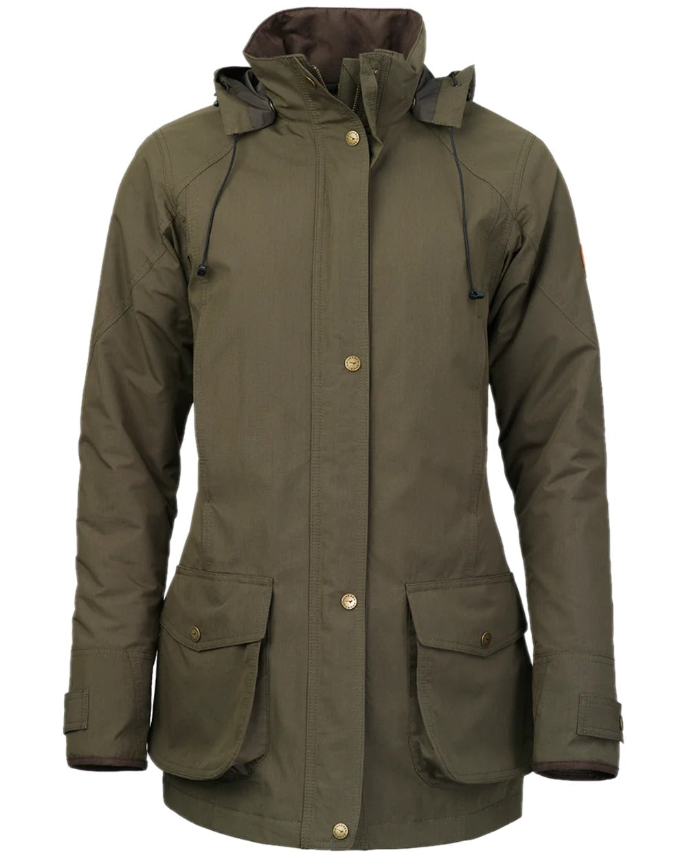 Olive Coloured Laksen Womens Marsh ISO Coat on white background 