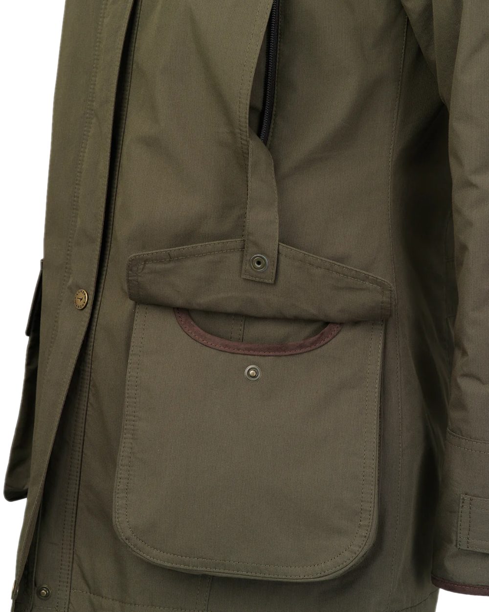 Olive Coloured Laksen Womens Marsh ISO Coat on white background 