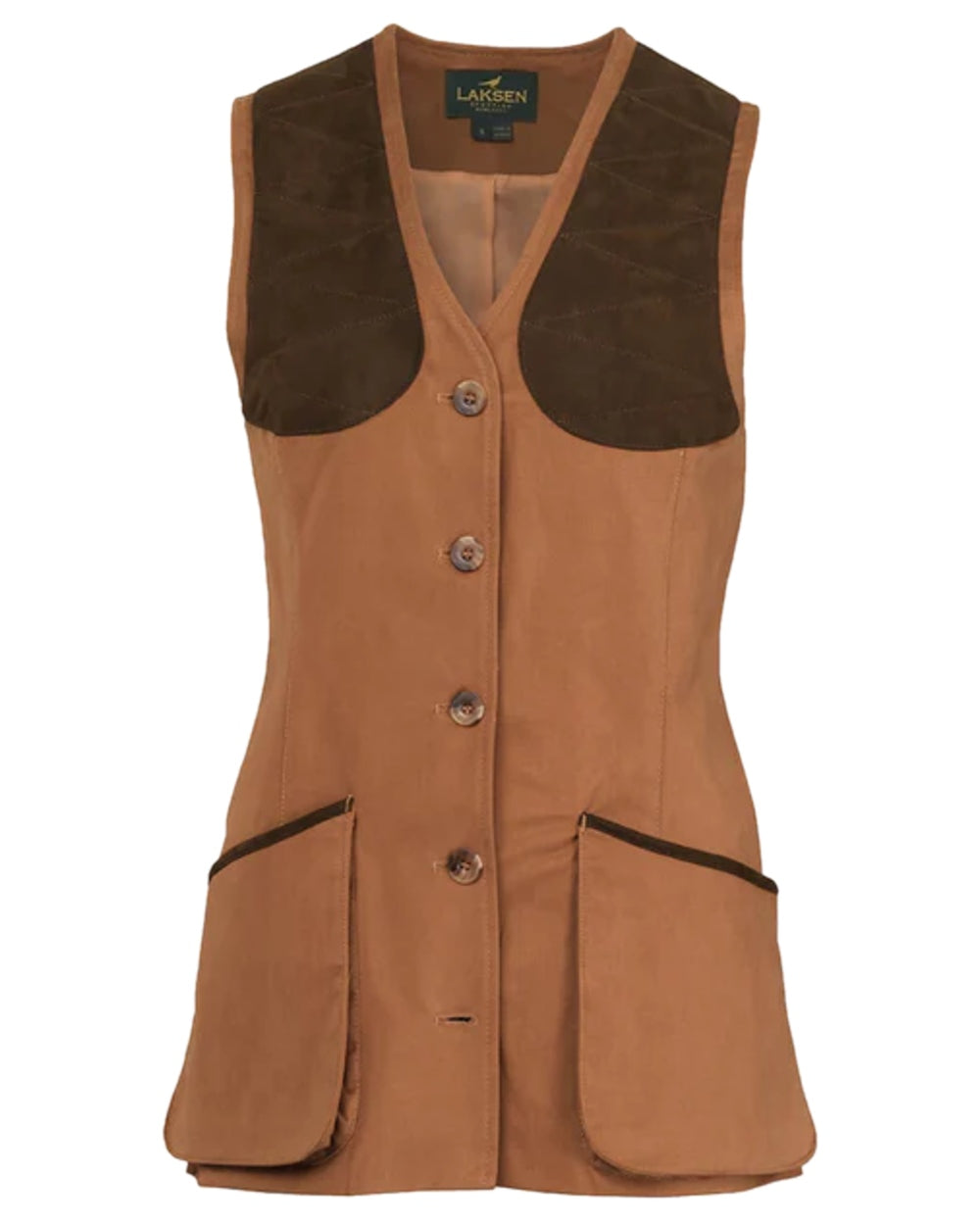 Camel Coloured Laksen Womens Pennyton Beauly Shooting Vest on white background 