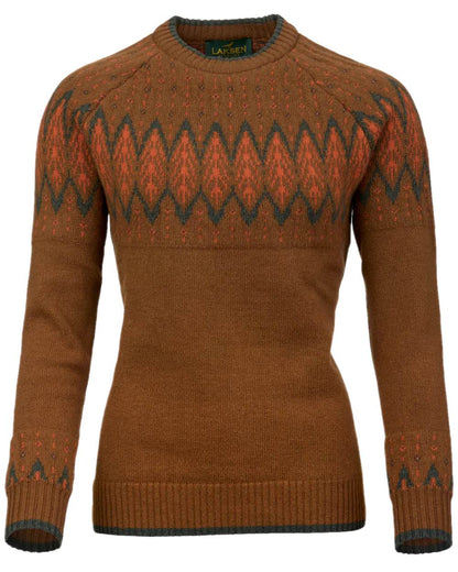 Multi Colour Coloured Laksen Womens Trondheim Jacquard Sweater on white background 