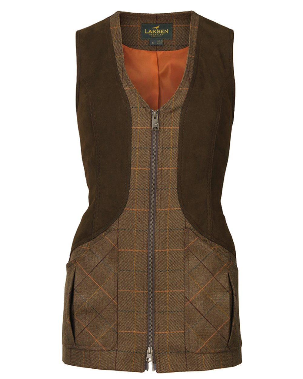 Laksen Cara Linhope Tweed Zip Shooting Vest On A White Background