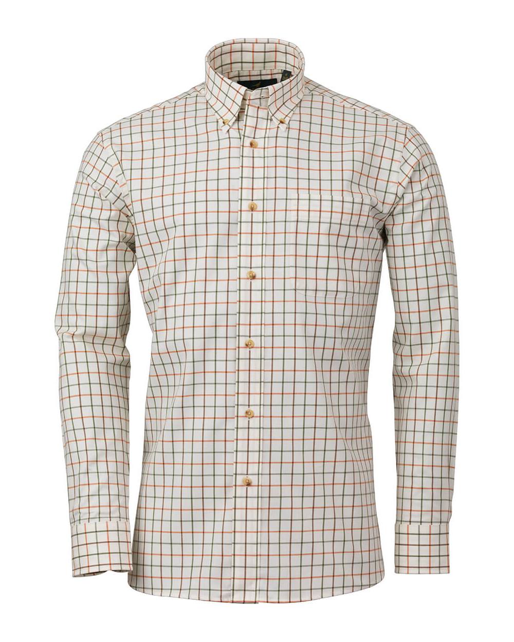 Laksen Dave Cotton Wool Shirt in Forest Brownie Burnt Orange