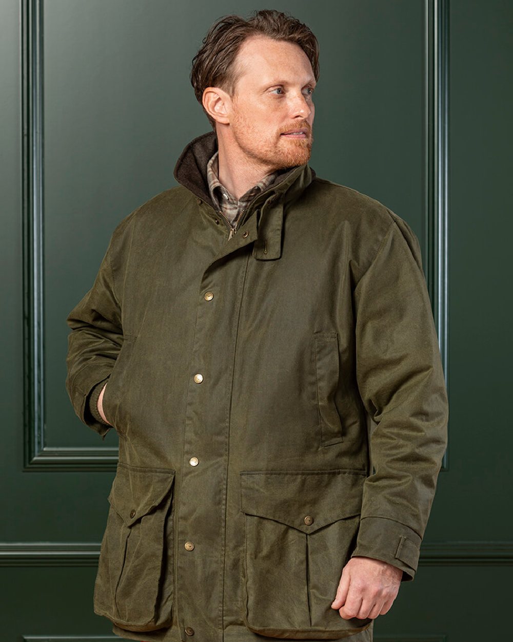 Laksen Enoch Wax Coat in Forest 