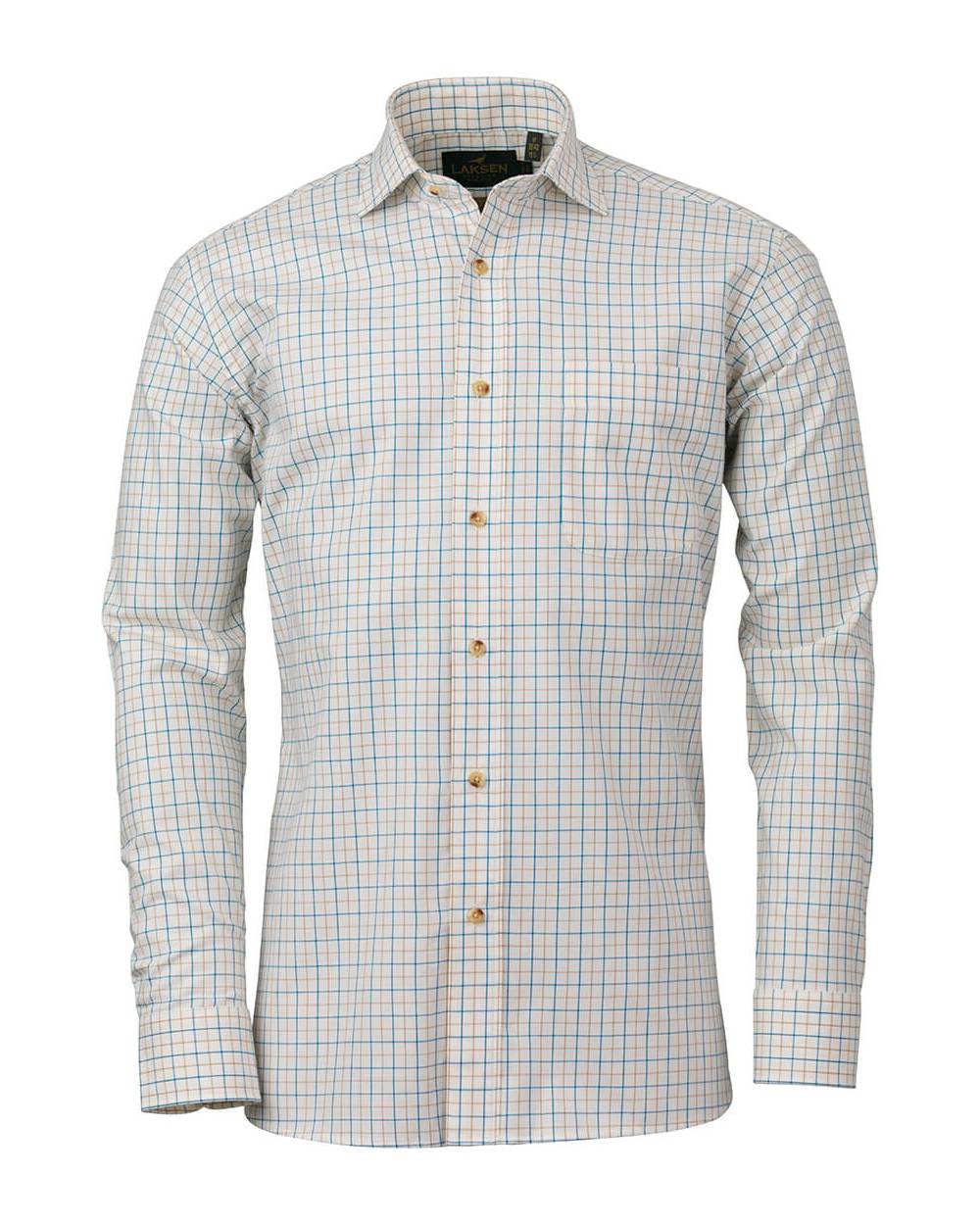 Laksen Martin Cotton Wool Shirt in Sand Deep Ocean