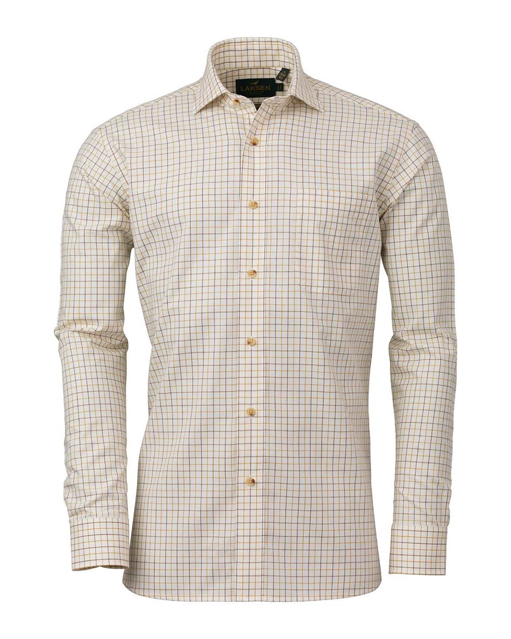 Laksen Regular Cotton Wool Shirt in Mustard Brownie