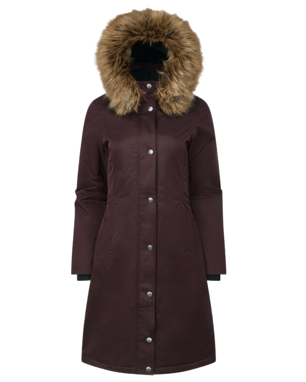 Damson Coloured LeMieux Anya Waterproof Riding Coat On A White Background 