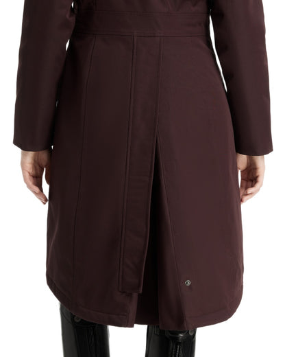 Damson Coloured LeMieux Anya Waterproof Riding Coat On A White Background 