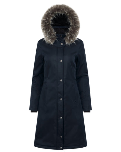 Navy Coloured LeMieux Anya Waterproof Riding Coat On A White Background 
