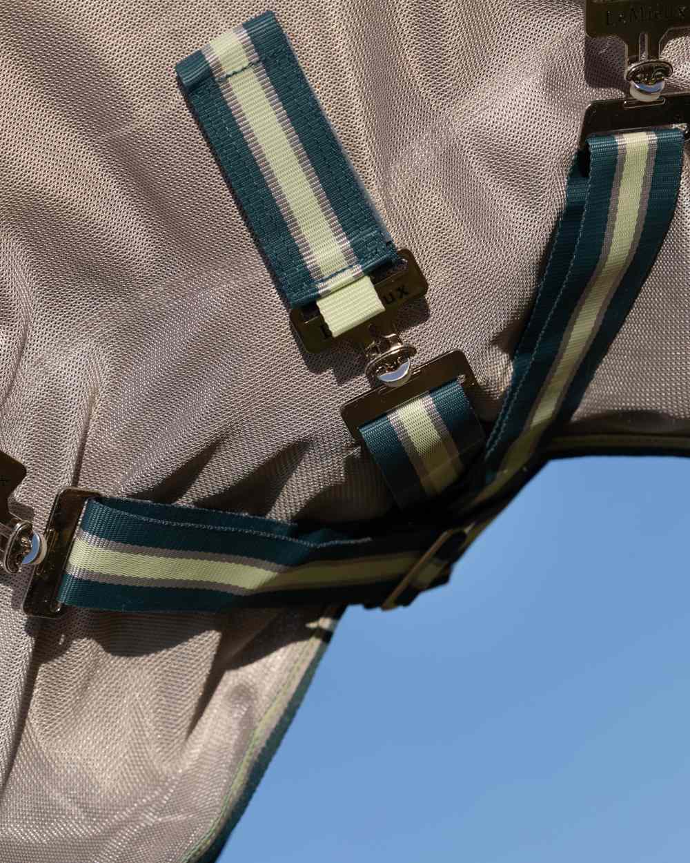 Jungle coloured LeMieux Arika Camo Shower-Tek Fly Rug on outdoor background 