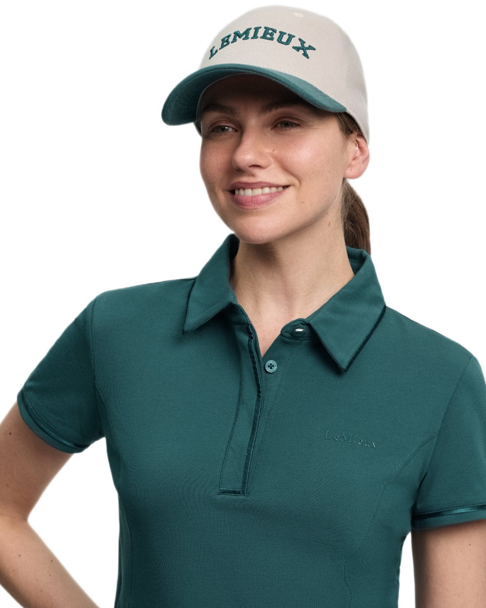 Stone coloured LeMieux Ashley Cap on white background 