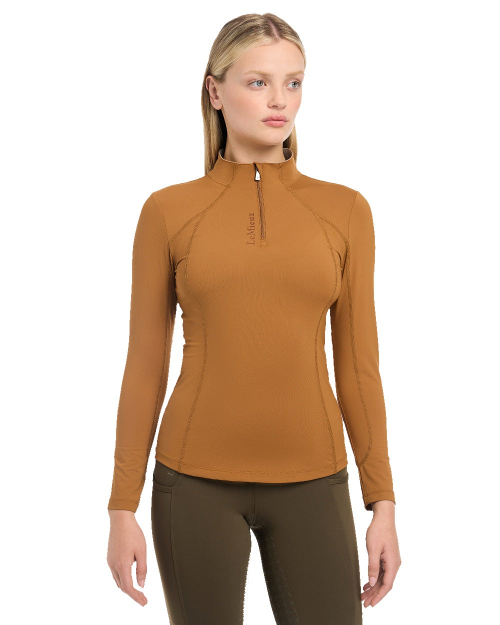 Ginger Coloured LeMieux Base Layer On A White Background 