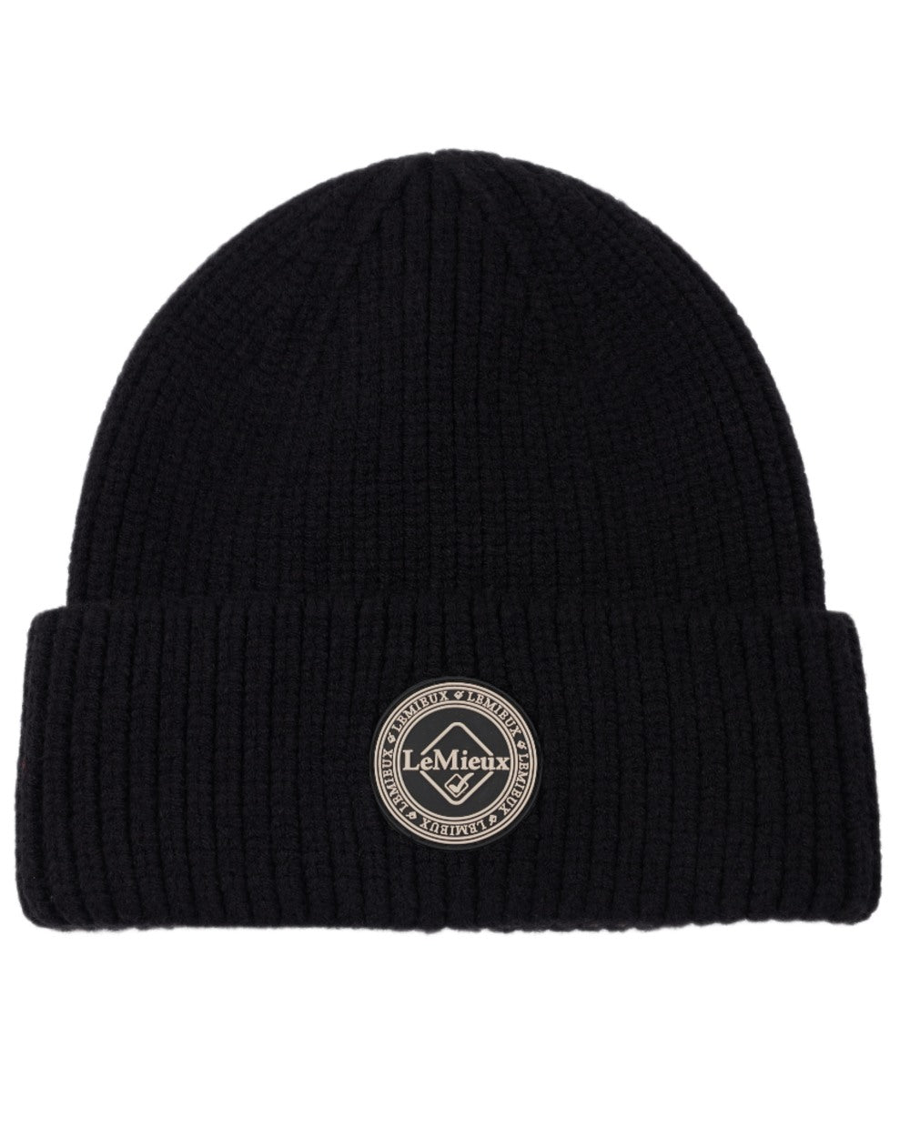 Black coloured LeMieux Bodie Beanie on white background 