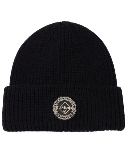 Black coloured LeMieux Bodie Beanie on white background 