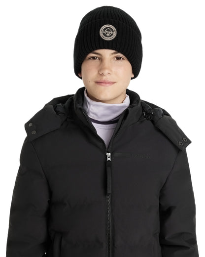 Black coloured LeMieux Bodie Beanie on white background 