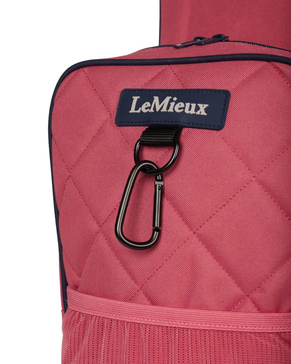 Cranberry coloured LeMieux Boot &amp; Hat Bag on white background 