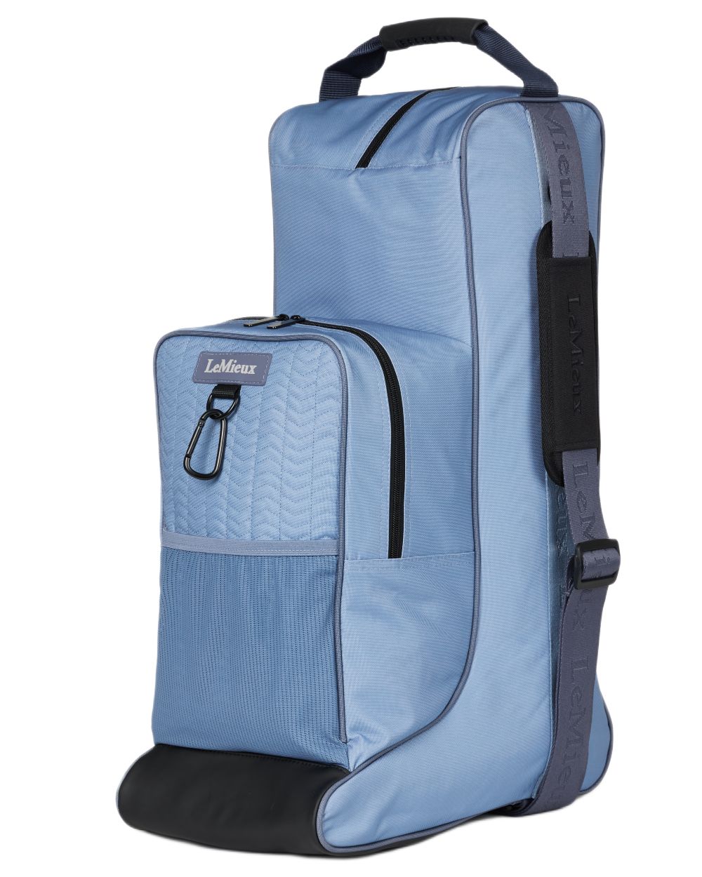 Powder Blue coloured LeMieux Boot &amp; Hat Bag on white background 