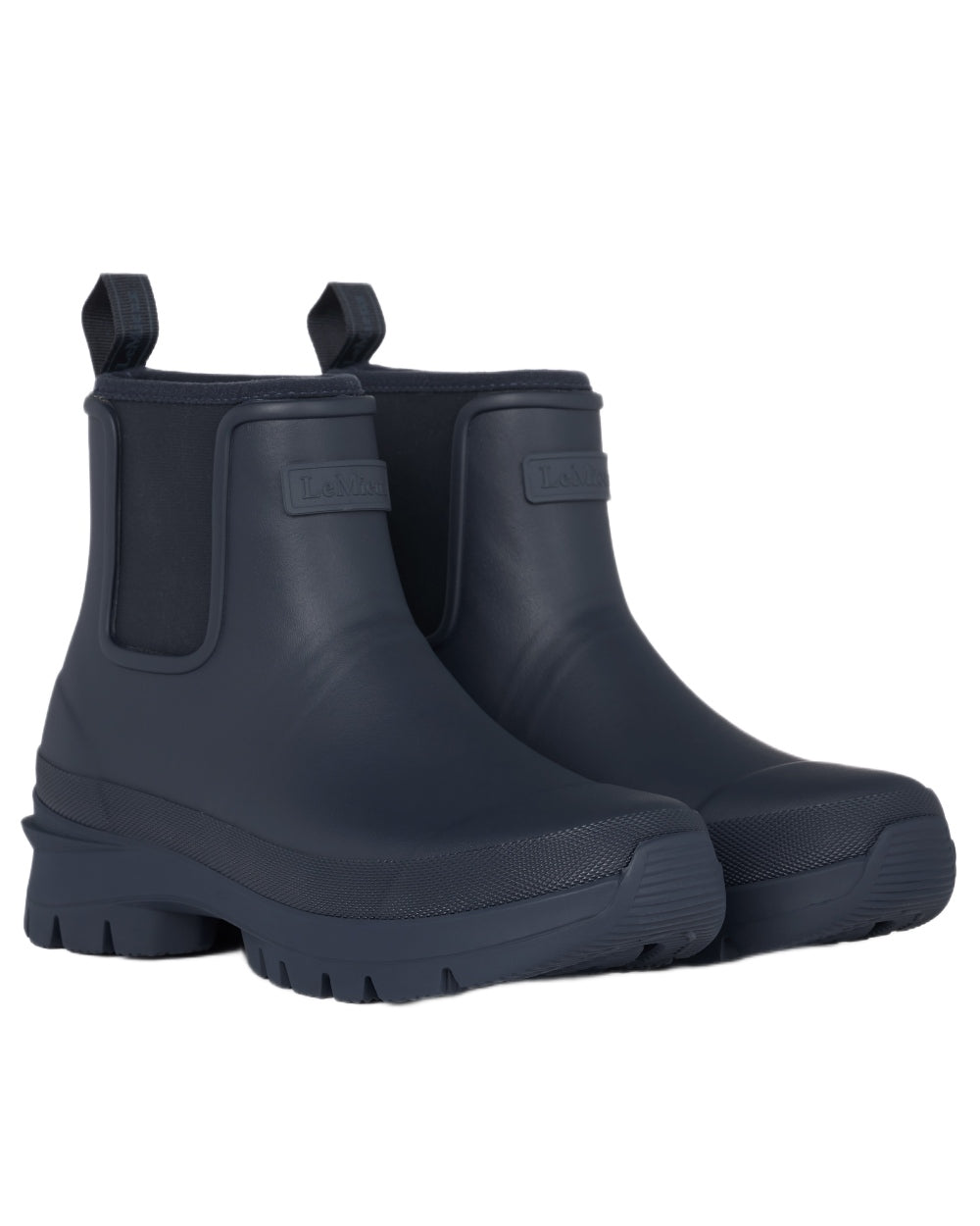 Navy coloured LeMieux Bramshaw Chelsea Wellies on white background 