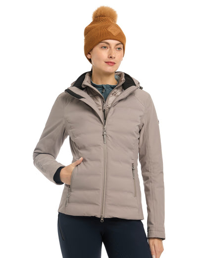 Ash coloured LeMieux Brooke Waterproof Hybrid Jacket on white background 