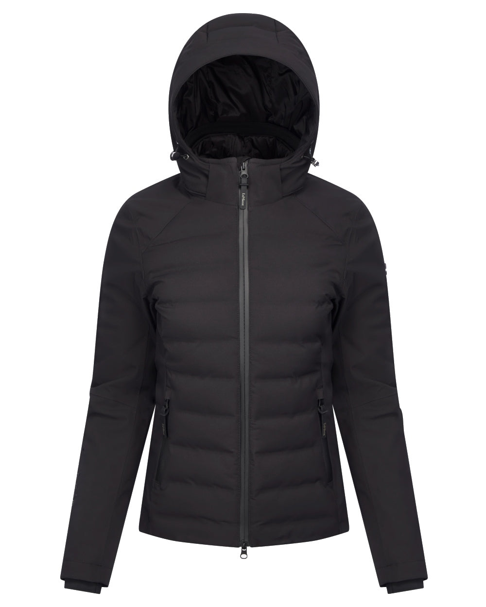 Black coloured LeMieux Brooke Waterproof Hybrid Jacket on white background 