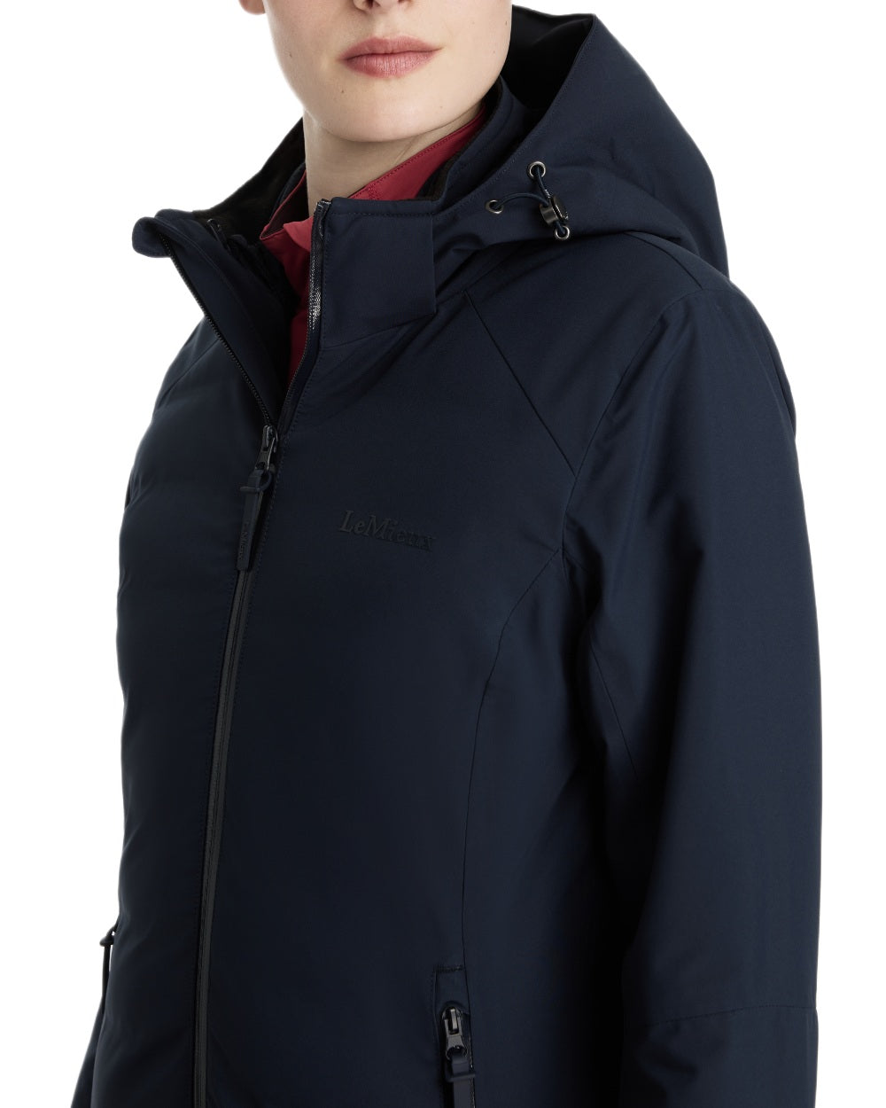 Navy coloured LeMieux Brooke Waterproof Hybrid Jacket on white background 