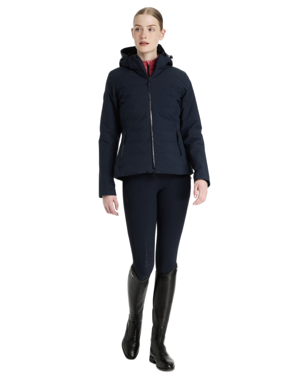 Navy coloured LeMieux Brooke Waterproof Hybrid Jacket on white background 