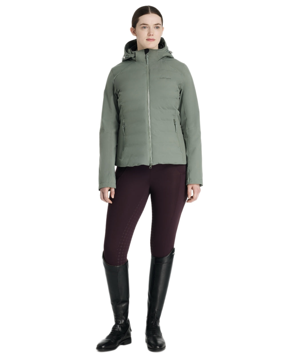 Rosemary coloured LeMieux Brooke Waterproof Hybrid Jacket on white background 