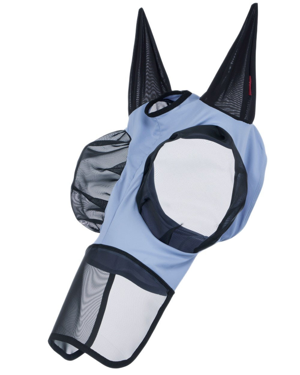 Powder Blue coloured LeMieux Bug Relief Full Mask on blurry background 