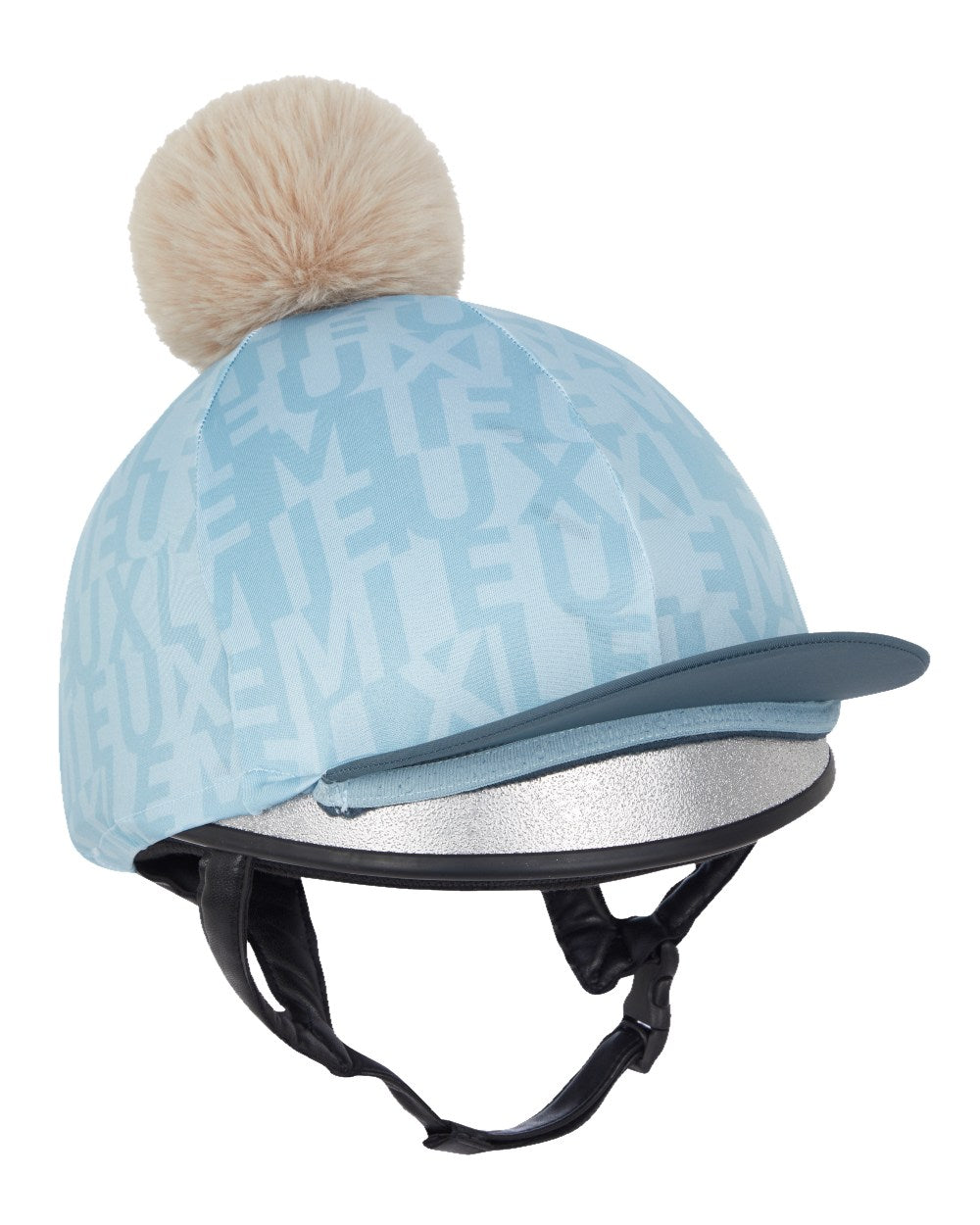 Glacier coloured LeMieux Casey Hat Silk on white background 