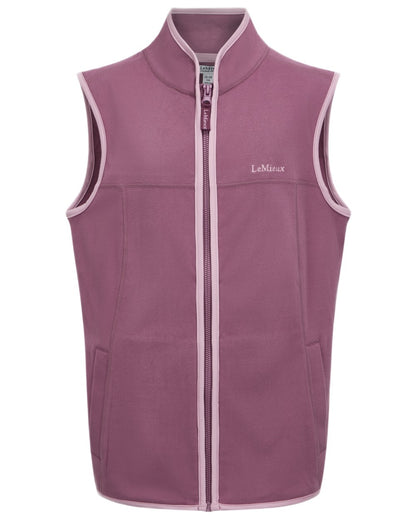 Mallow coloured LeMieux Childrens Bobbi Fleece Gilet on white background 