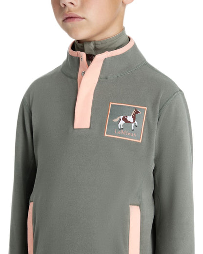 Rosemary coloured LeMieux Childrens Mini Mae Popper Fleece on white background 