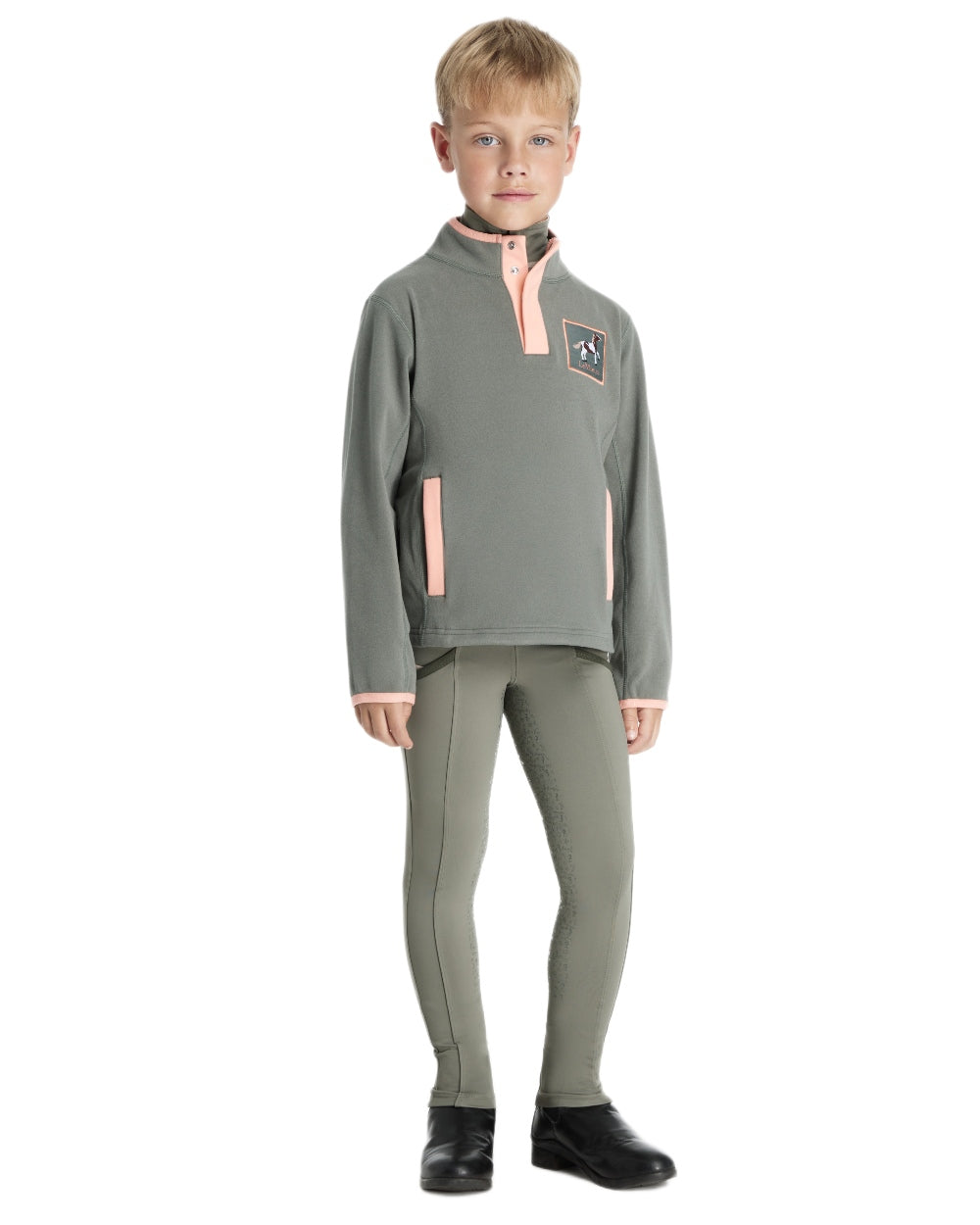 Rosemary coloured LeMieux Childrens Mini Mae Popper Fleece on white background 