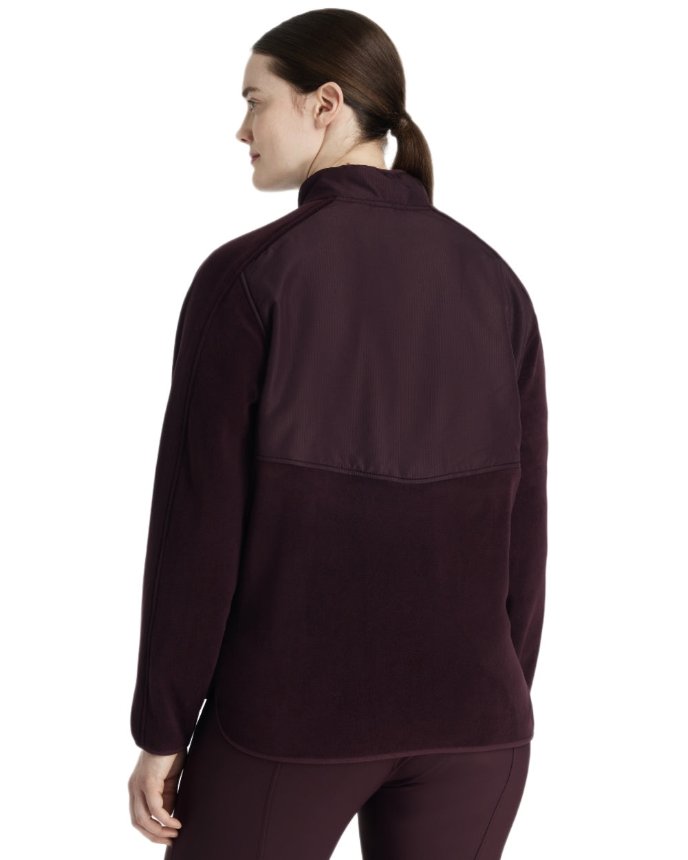 Damson coloured LeMieux Clara Hybrid Fleece on white background 