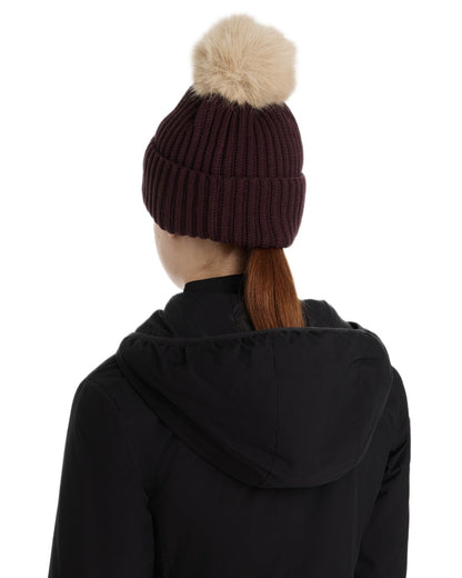 Damson coloured LeMieux Clara Rib Beanie on white background 